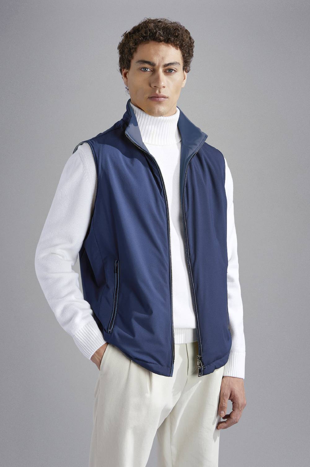 Paul & Shark Gilet double face in Typhoon Platinum Paul & Shark