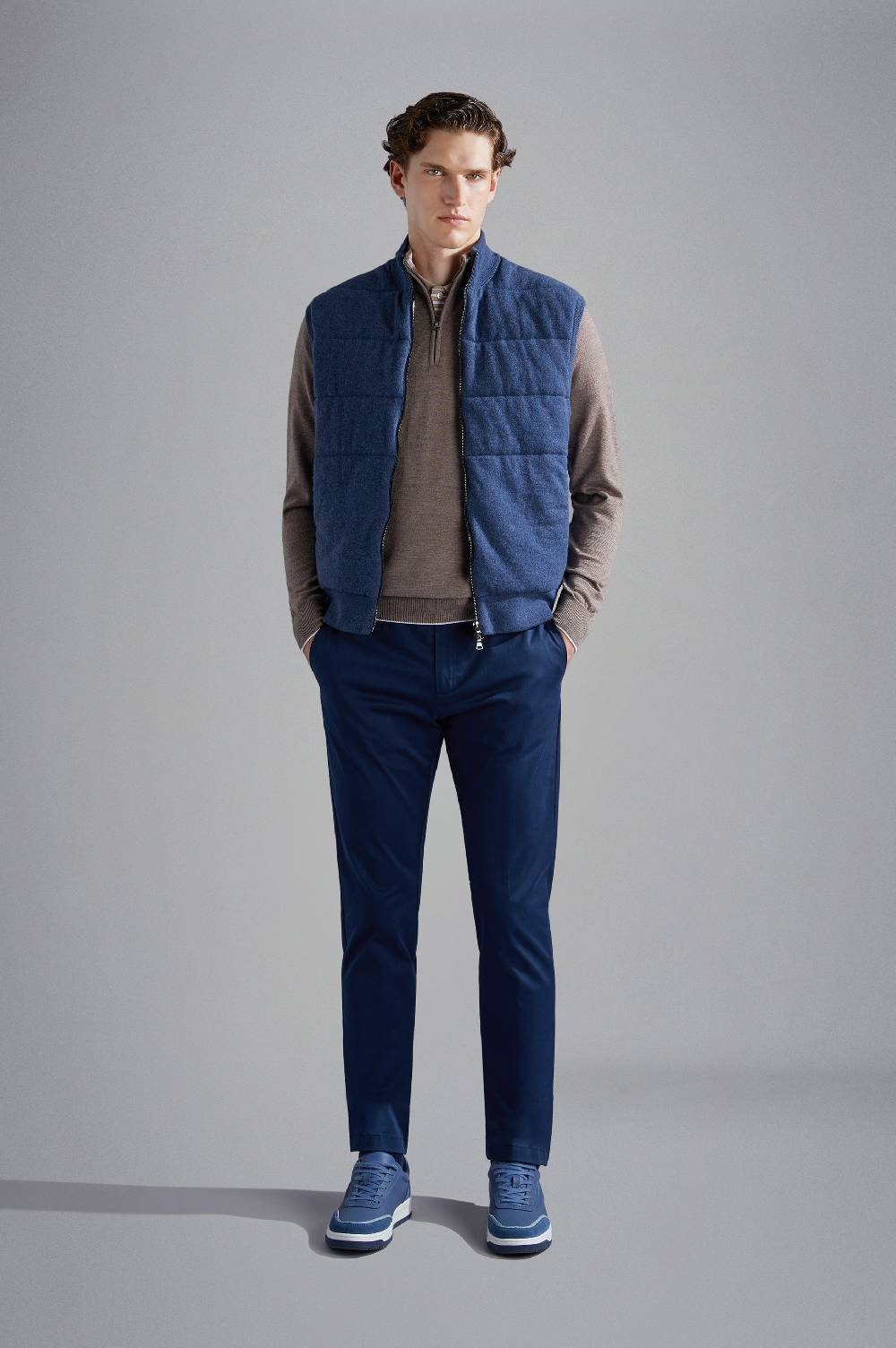 Paul & Shark Gilet In Re-Wool E Typhoon Platinum Paul & Shark