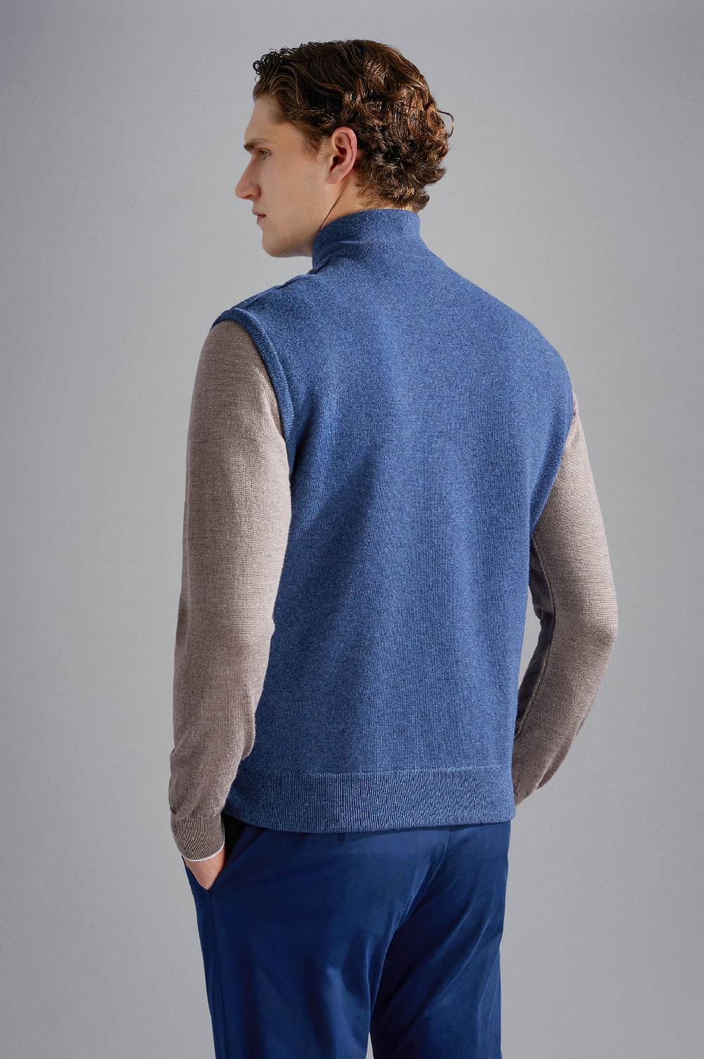 Paul & Shark Gilet In Re-Wool E Typhoon Platinum Paul & Shark