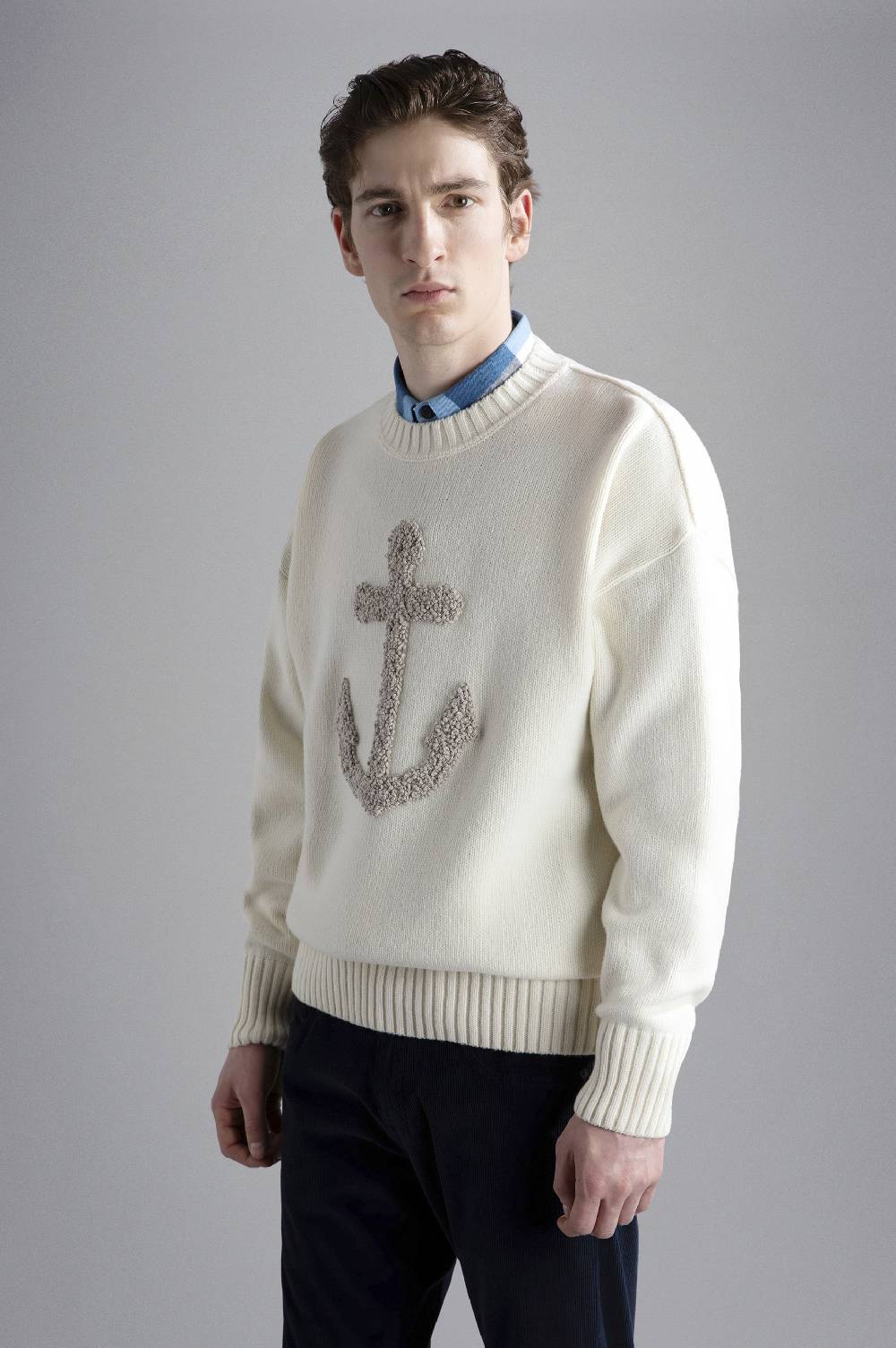 Paul & Shark Girocollo Re-Wool con ancora ricamata Paul & Shark