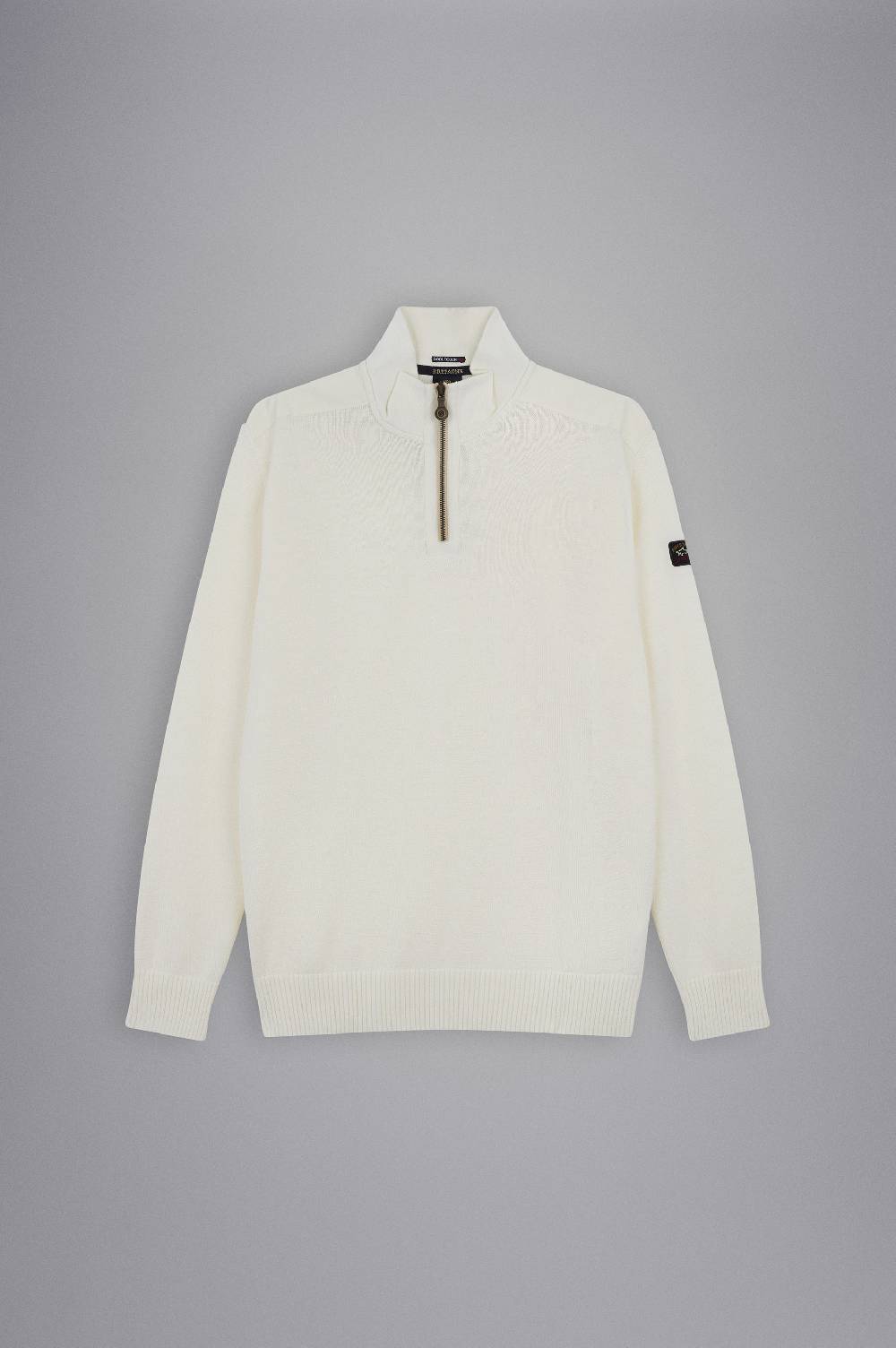 Paul & Shark Maglia Con Zip In Lana Bretagne Con Badge Iconico Paul & Shark