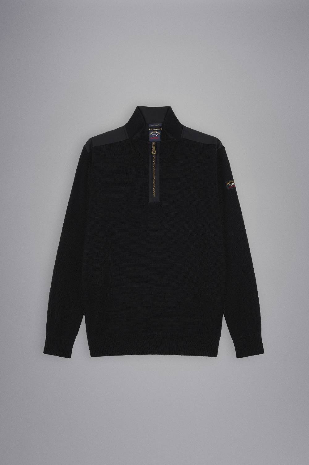 Paul & Shark Maglia Con Zip In Lana Bretagne Con Badge Iconico Paul & Shark