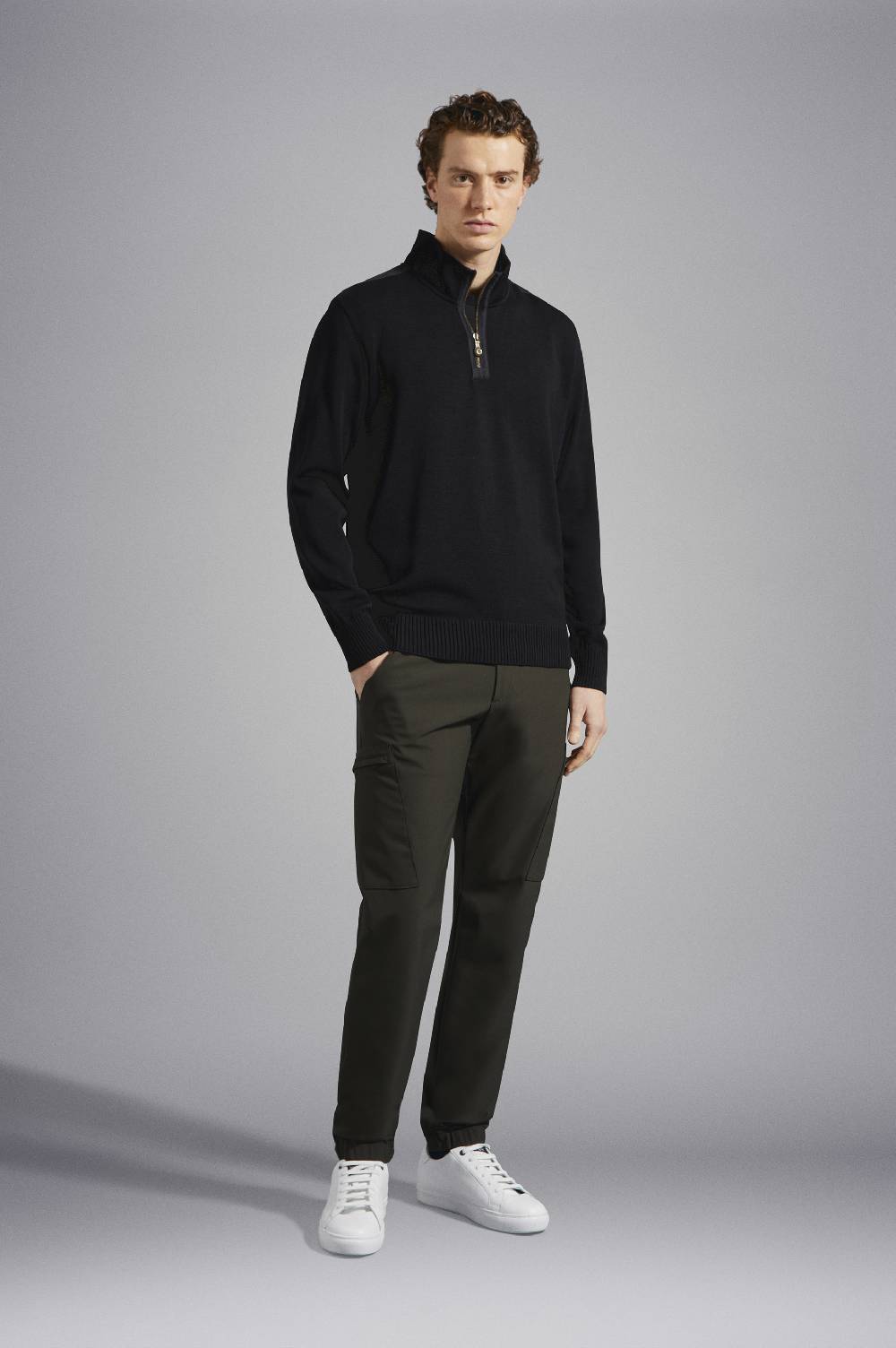 Paul & Shark Maglia Con Zip In Lana Bretagne Con Badge Iconico Paul & Shark