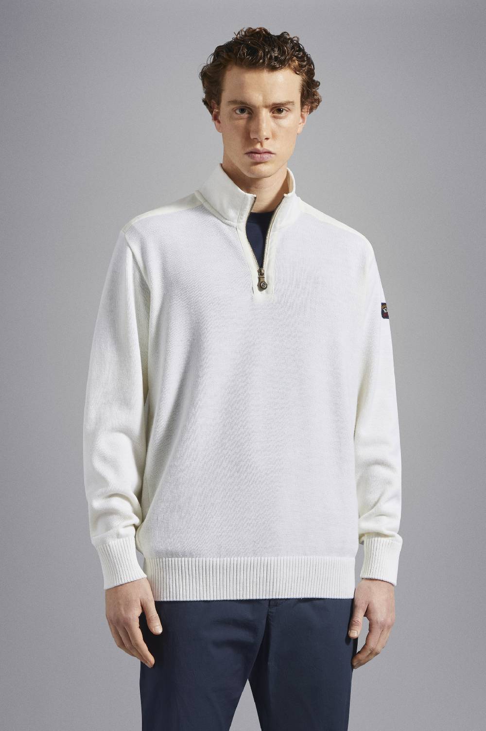 Paul & Shark Maglia con zip in lana Bretagne con badge iconico Paul & Shark