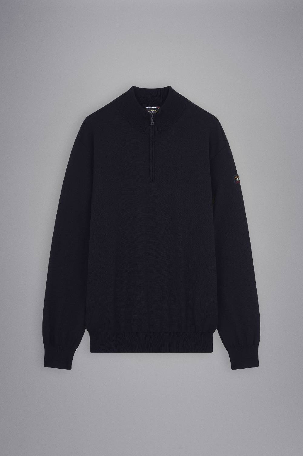 Paul & Shark Maglia Con Zip In Lana Merino Con Badge Iconico Paul & Shark