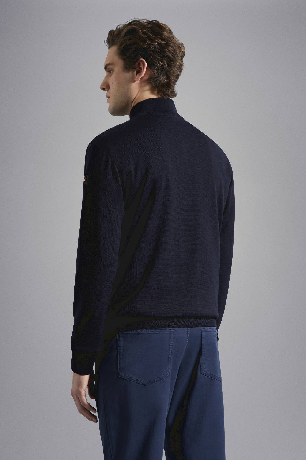 Paul & Shark Maglia Con Zip In Lana Merino Con Badge Iconico Paul & Shark