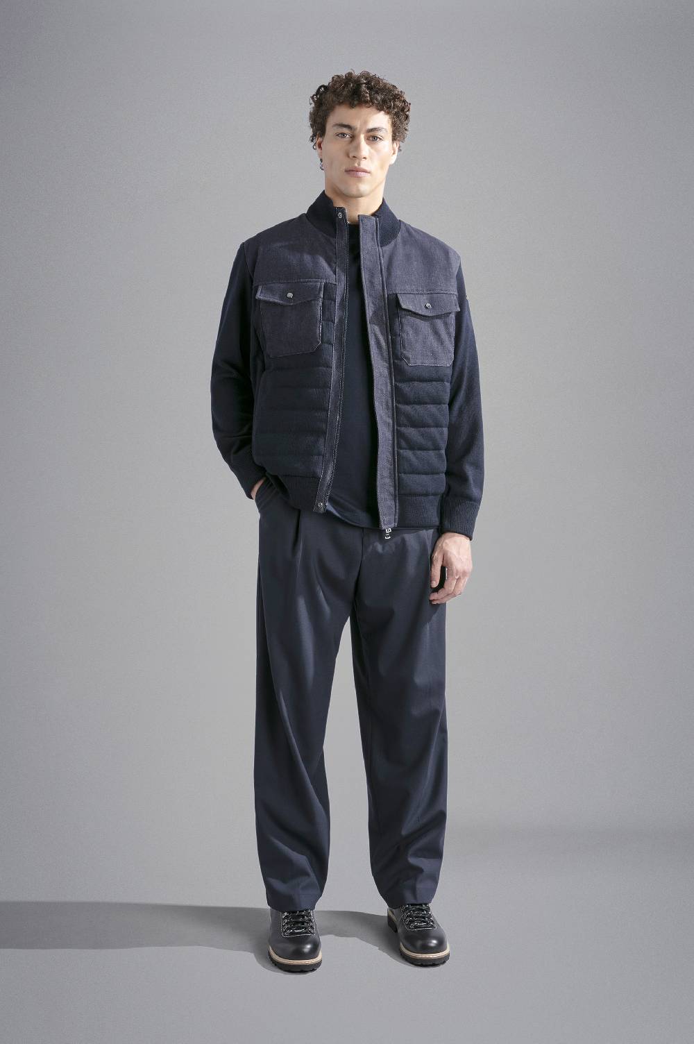 Paul & Shark Maglia Hybrid In Lana E Denim Paul & Shark