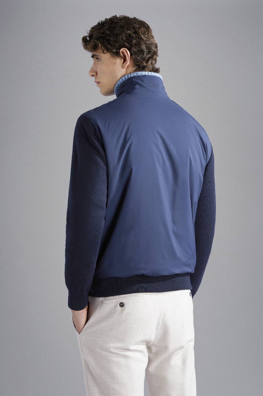 Paul & Shark Maglia Hybrid In Lana E Typhoon Platinum Paul & Shark