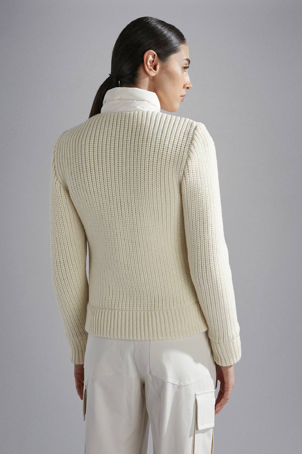 Paul & Shark Maglia Hybrid In Lana E Typhoon Platinum Paul & Shark