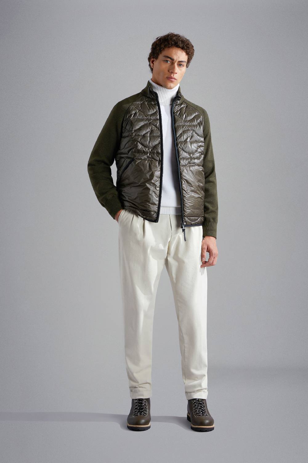 Paul & Shark Maglia Hybrid Monogram In Lana E Tessuto Tecnico Paul & Shark