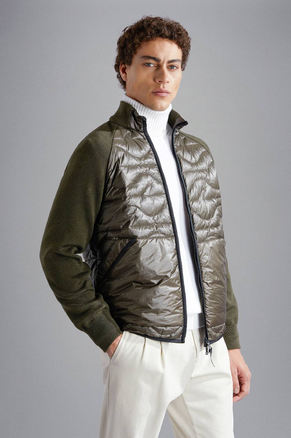 Paul & Shark Maglia Hybrid Monogram in lana e tessuto tecnico Paul & Shark