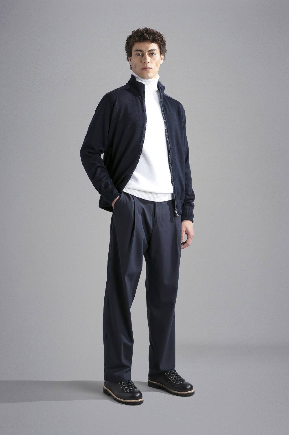 Paul & Shark Maglia In Lana Con Inserti In Denim Paul & Shark