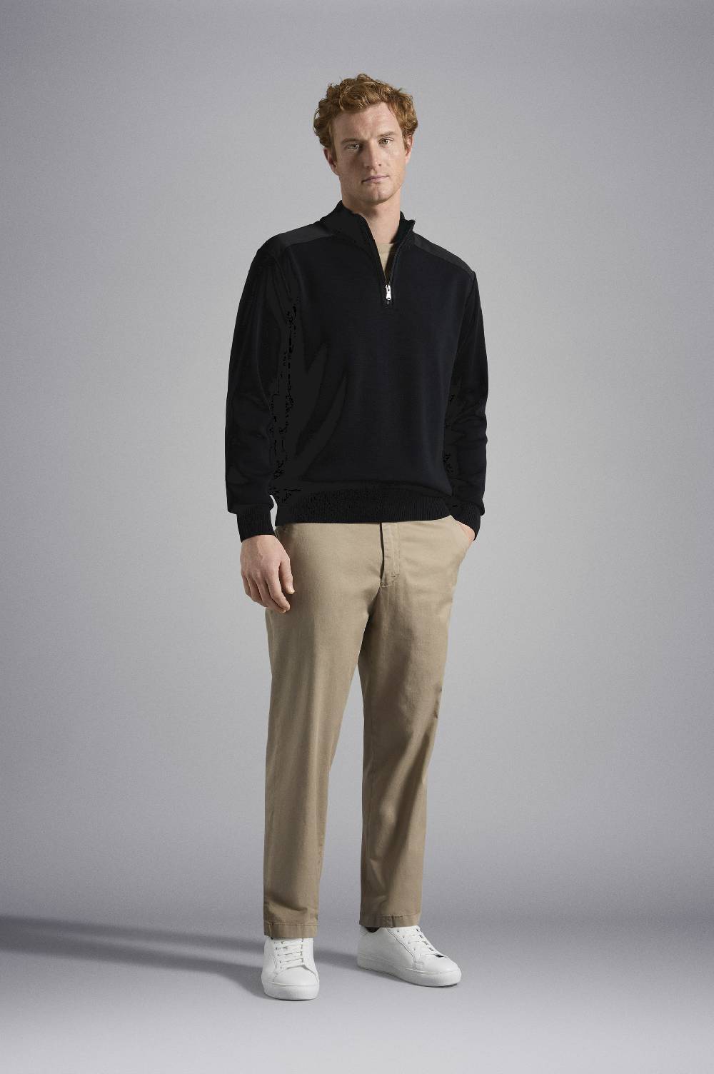 Paul & Shark Maglia In Lana Con Zip E Badge Iconico Paul & Shark