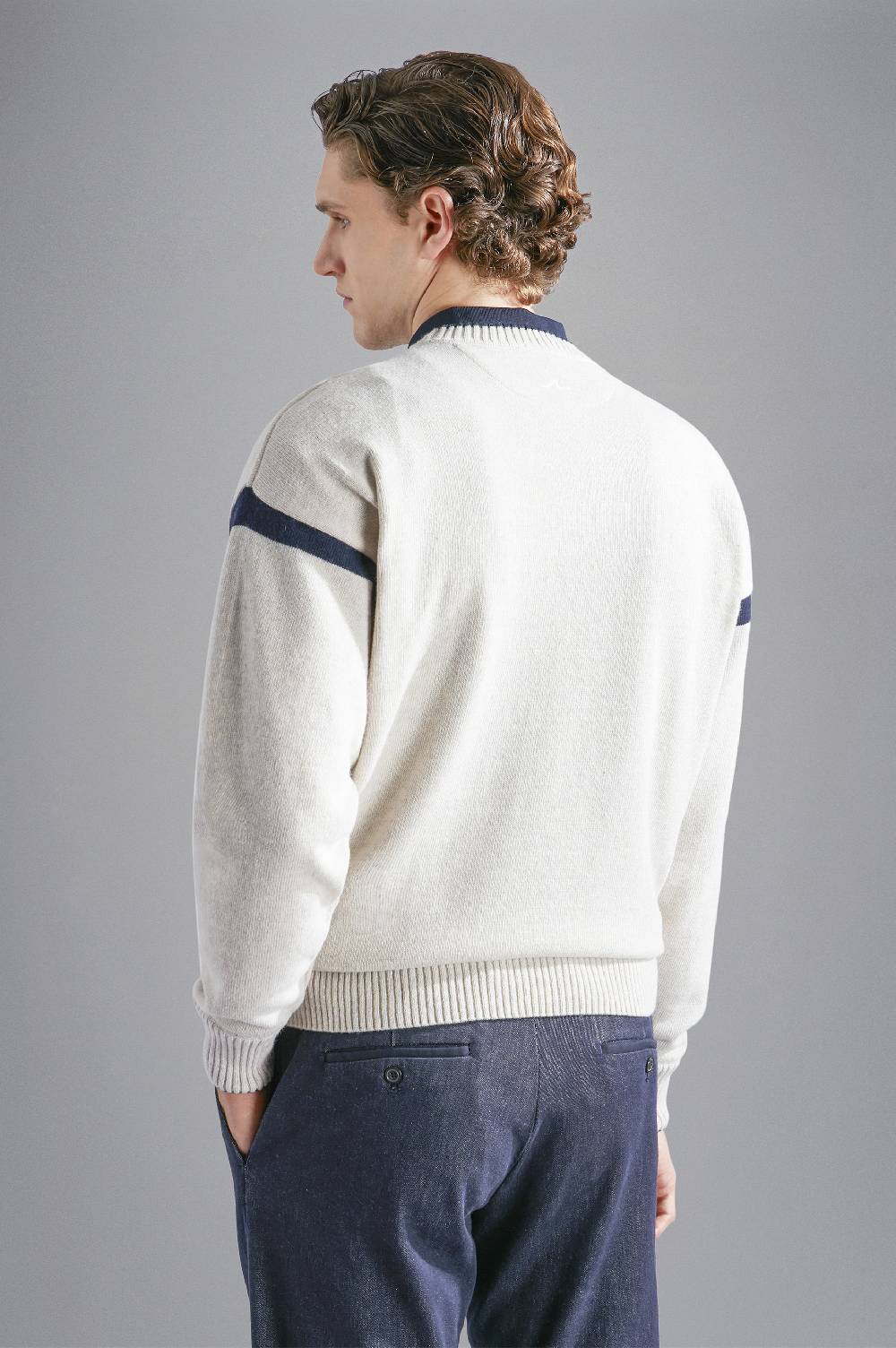 Paul & Shark Maglia In Re-Wool Con Dettagli A Contrasto Paul & Shark