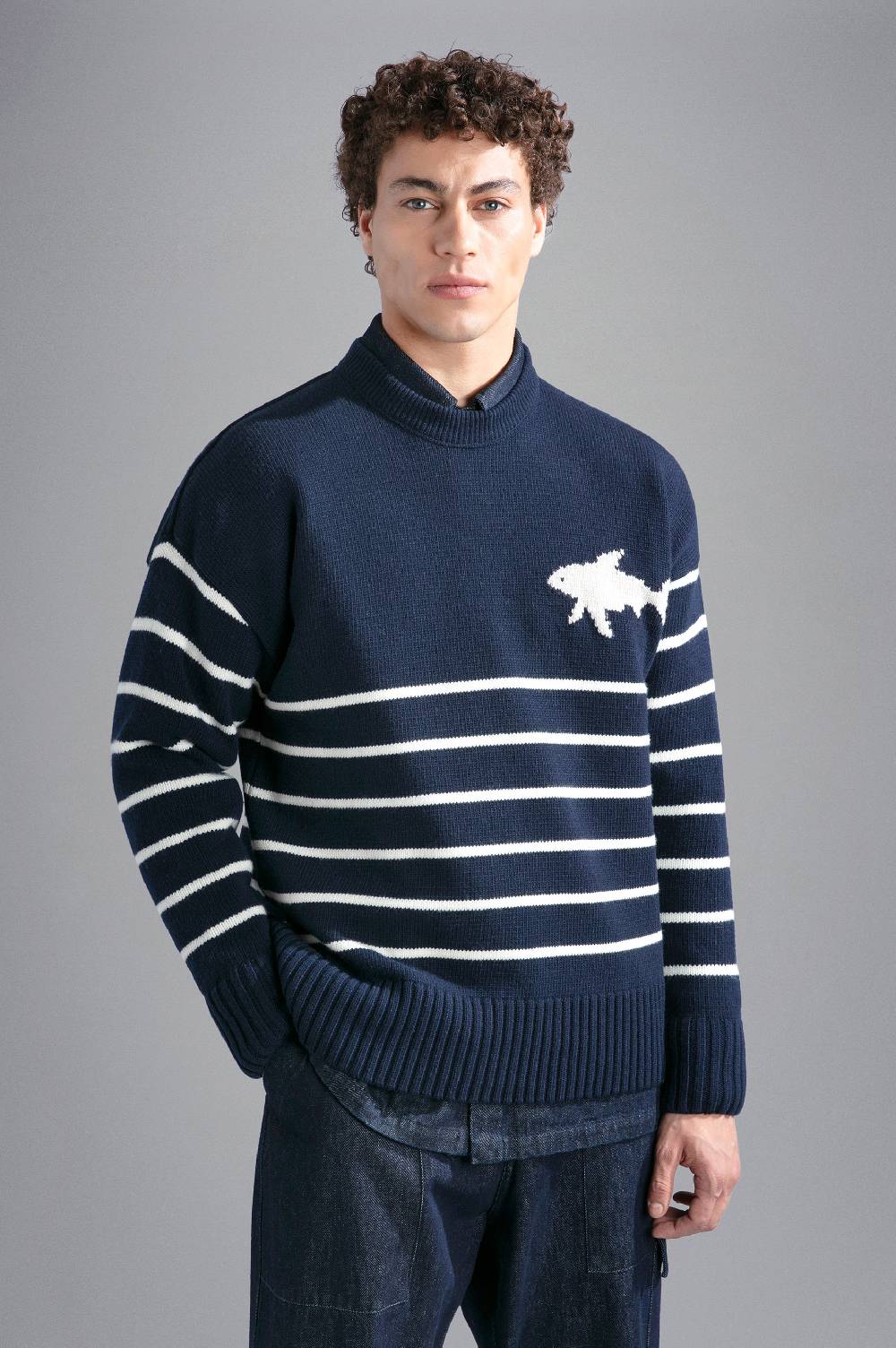 Paul & Shark Maglia in Re-Wool con intarsio Shark Paul & Shark