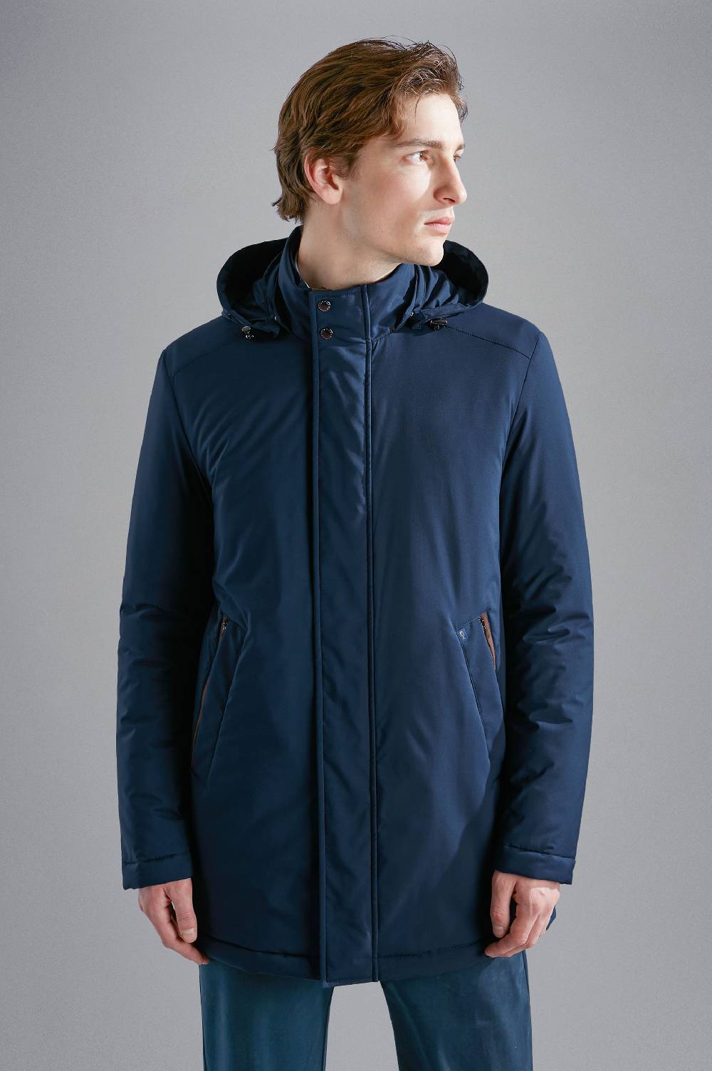 Paul & Shark Car Coat in Typhoon Platinum Paul & Shark