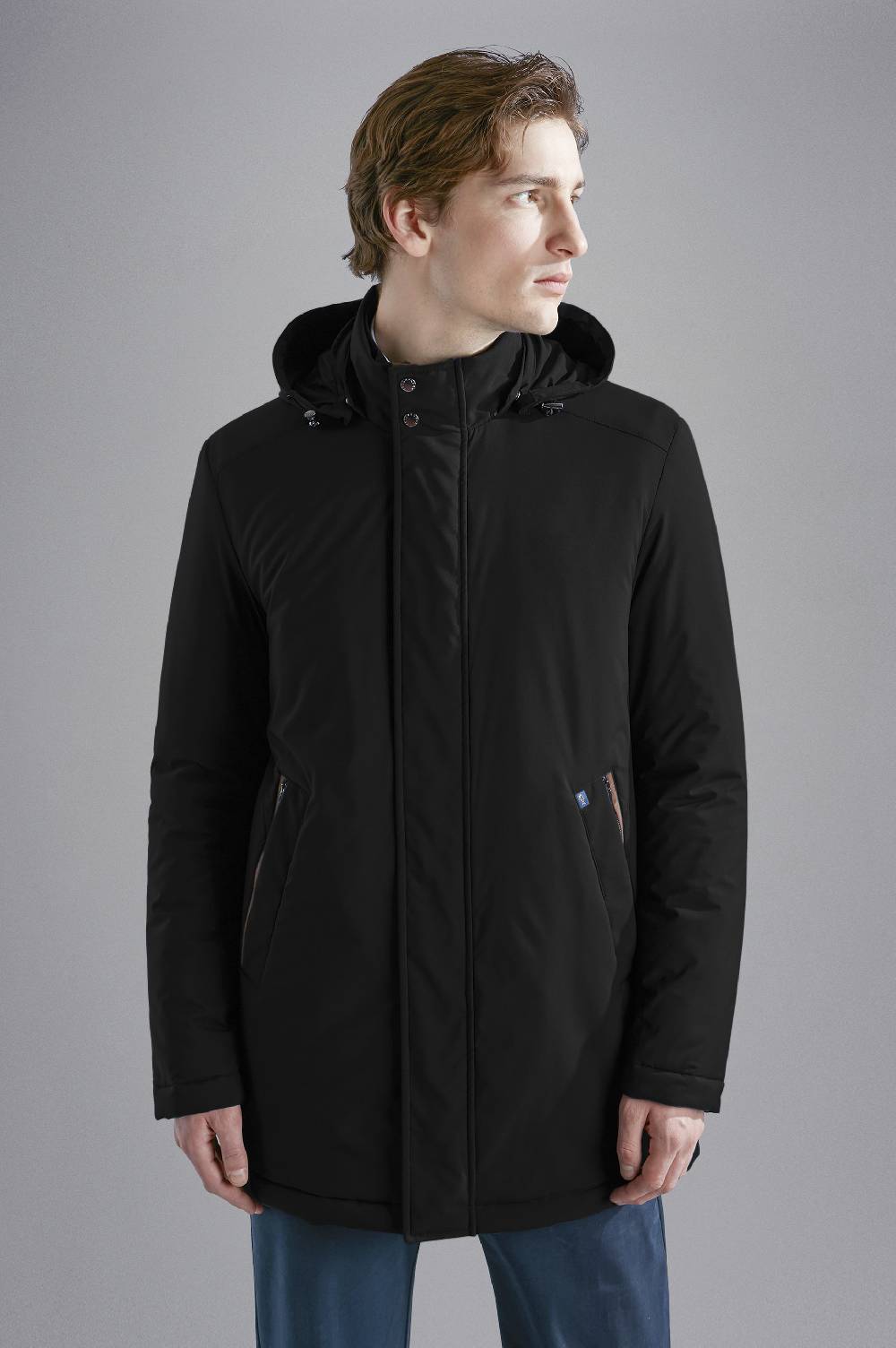 Paul & Shark Car Coat in Typhoon Platinum Paul & Shark