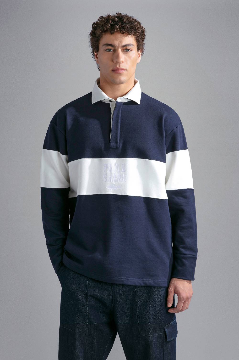 Paul & Shark Polo in cotone Winter Fleece con ricamo Paul & Shark