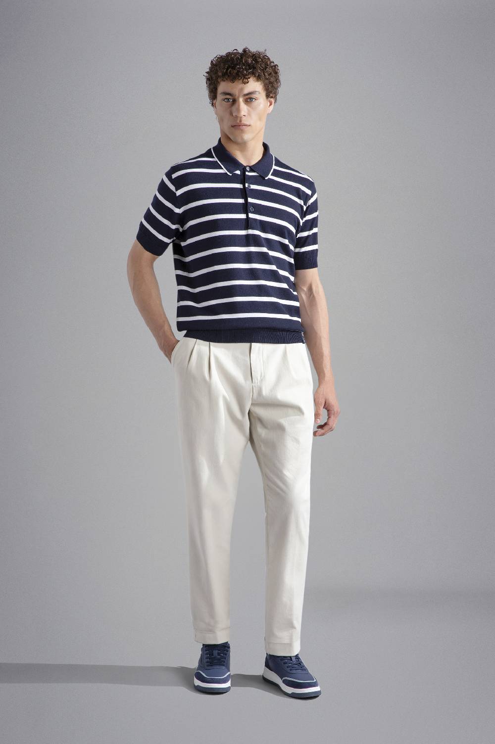 Paul & Shark Polo In Summer Wool Con Motivo A Righe Paul & Shark