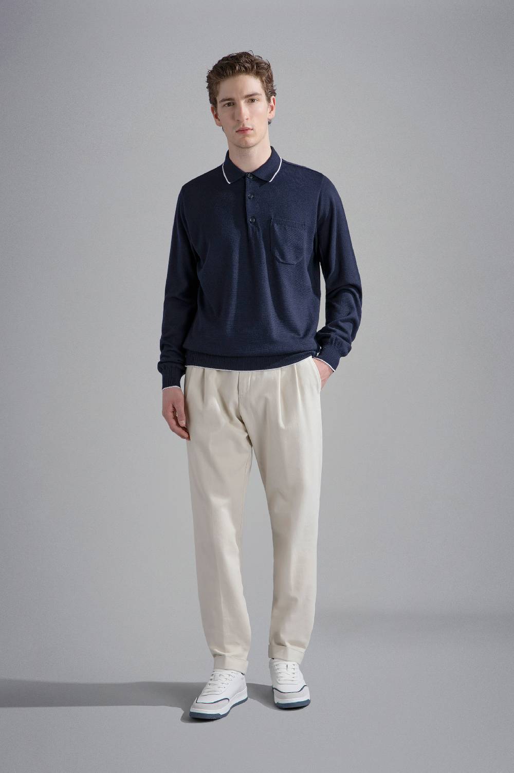 Paul & Shark Polo In Summer Wool Con Profili A Contrasto Paul & Shark