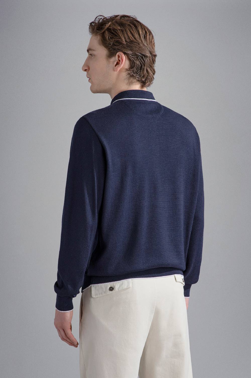 Paul & Shark Polo In Summer Wool Con Profili A Contrasto Paul & Shark