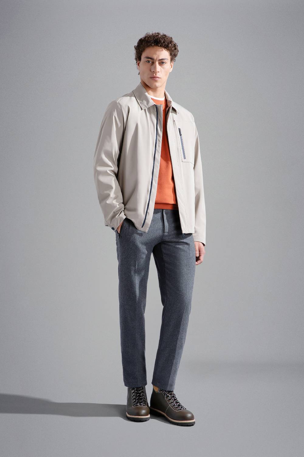 Paul & Shark Shacket In Typhoon Re-4X4 Stretch Paul & Shark