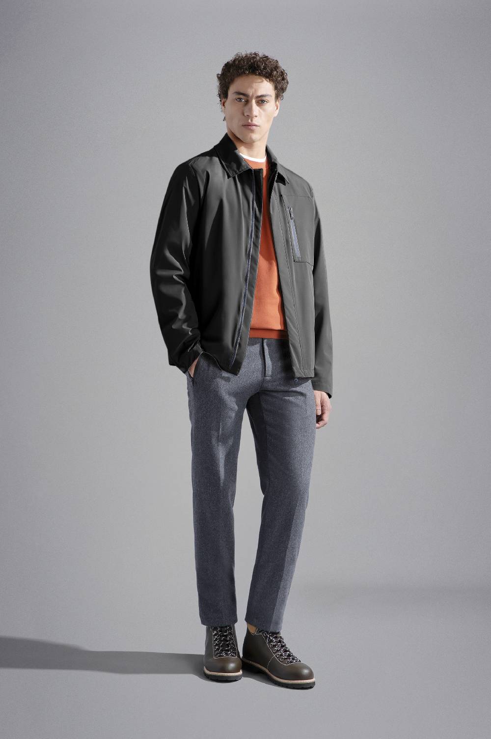 Paul & Shark Shacket In Typhoon Re-4X4 Stretch Paul & Shark