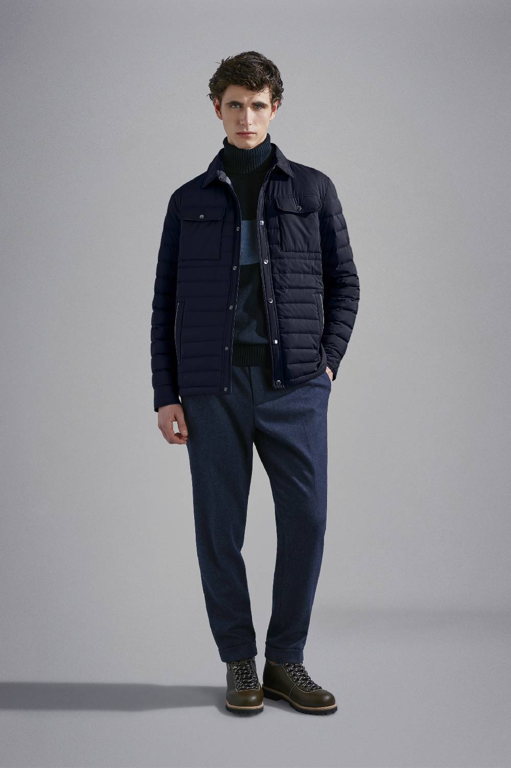 Paul & Shark Shacket Trapuntata In Typhoon Platinum Paul & Shark