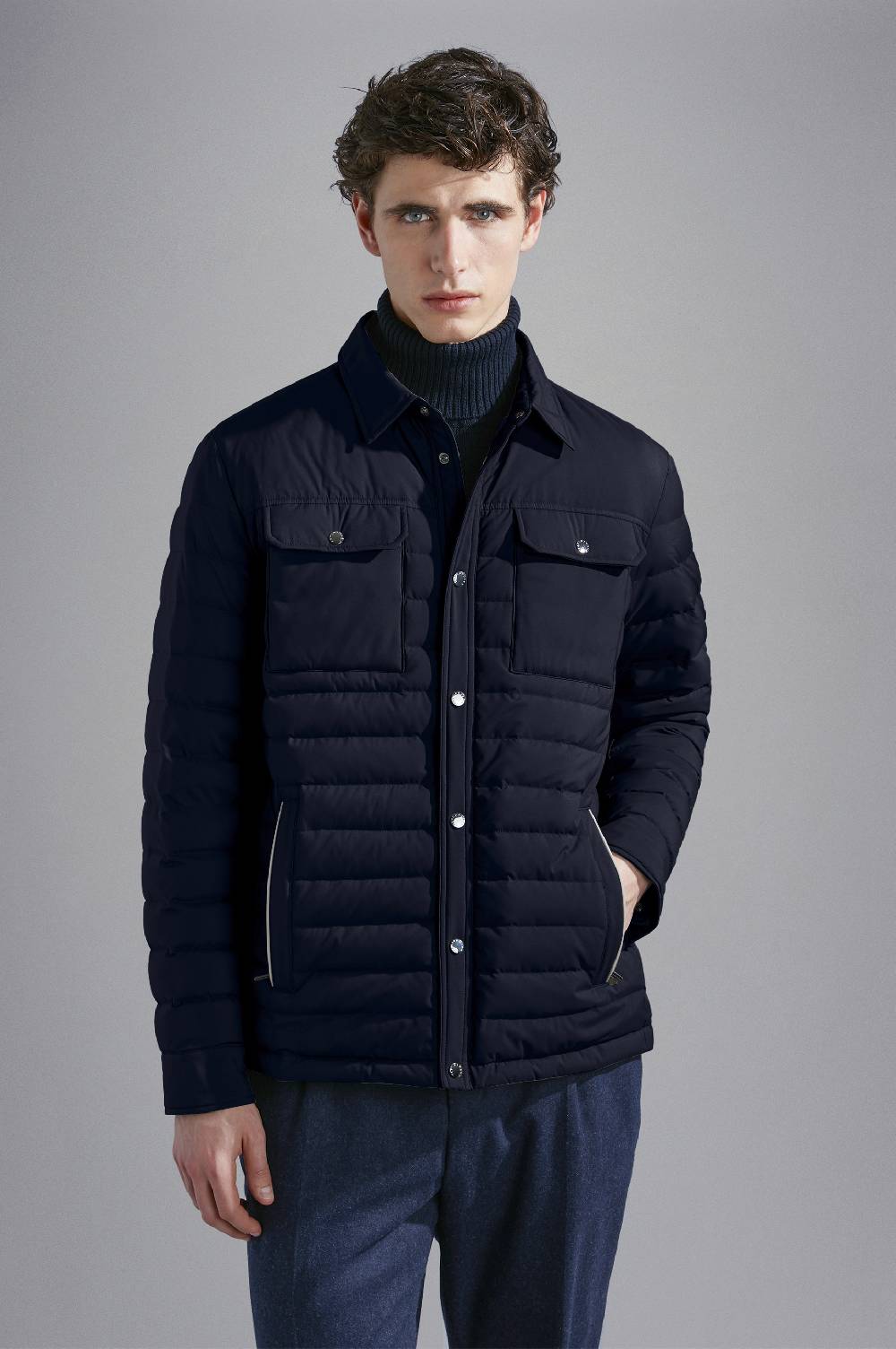 Paul & Shark Shacket trapuntata in Typhoon Platinum Paul & Shark