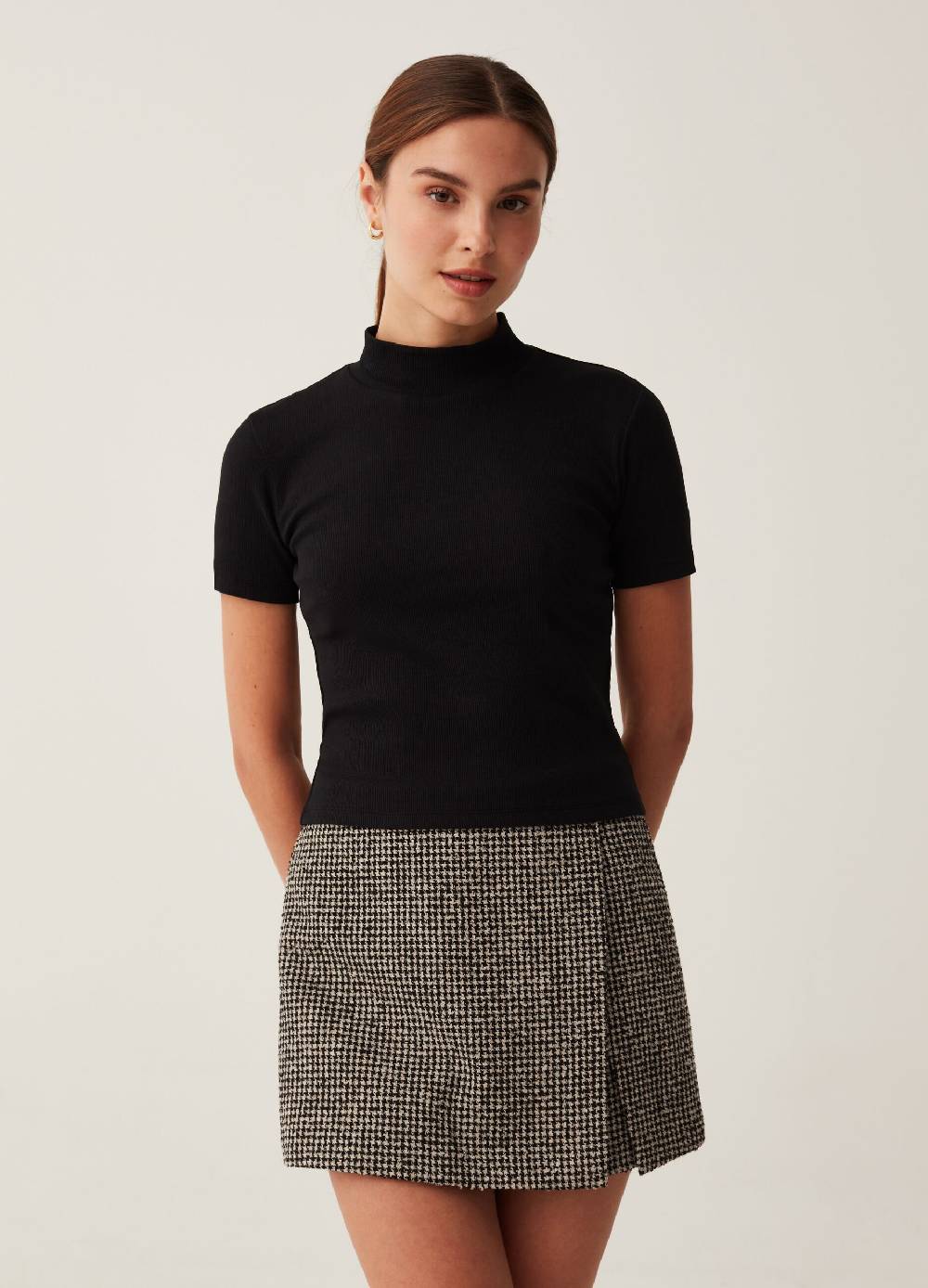 B. ANGEL T-shirt A Costine Sottili Mock Neck