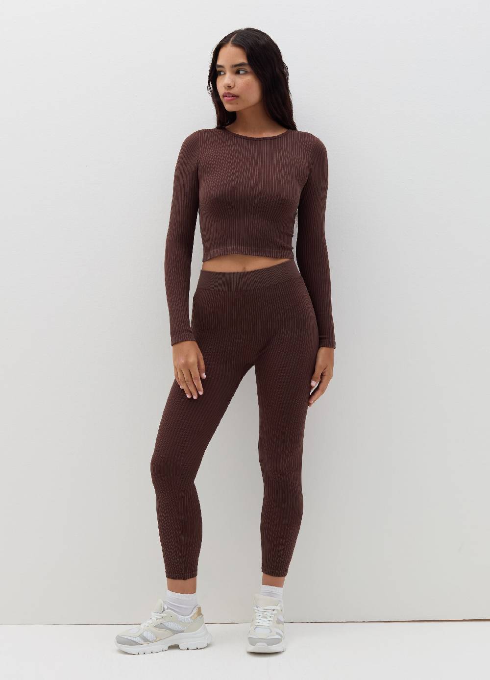 B. ANGEL T-shirt Crop A Costine Con Maniche Lunghe