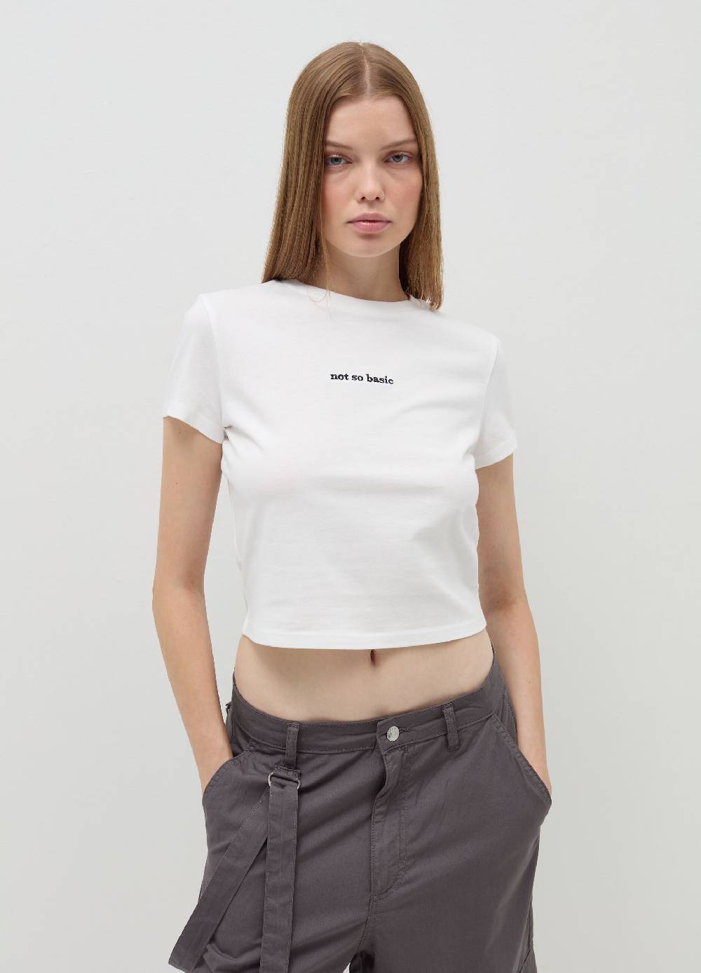 B. ANGEL T-shirt Crop Con Ricamo Lettering