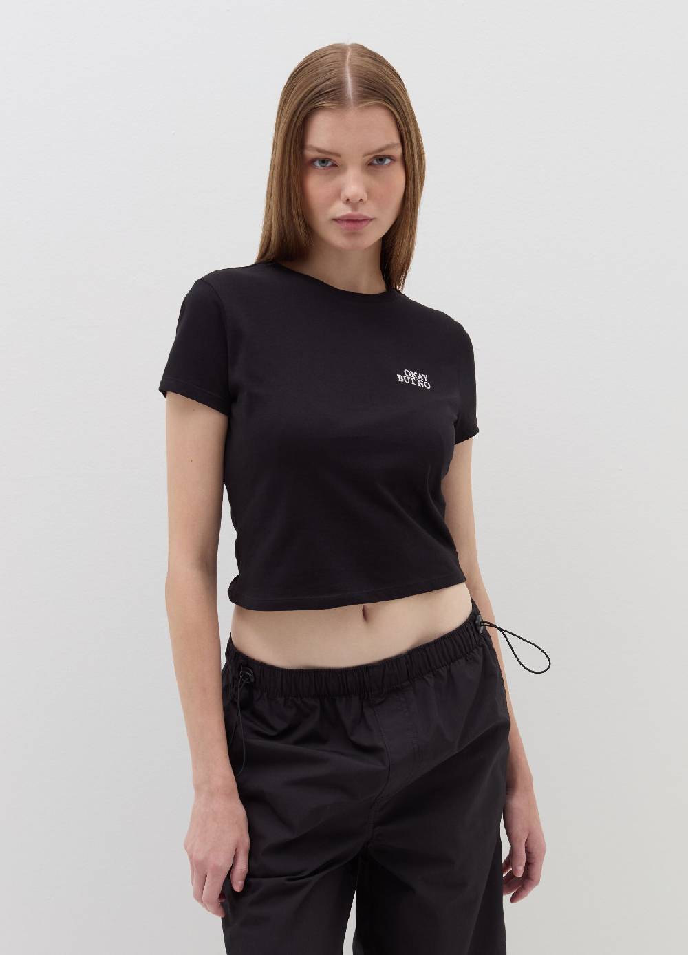B. ANGEL T-shirt Crop Con Ricamo Lettering