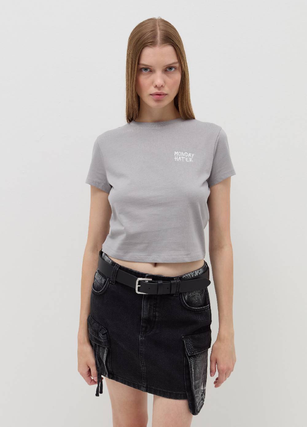 B. ANGEL T-shirt Crop Con Ricamo Lettering