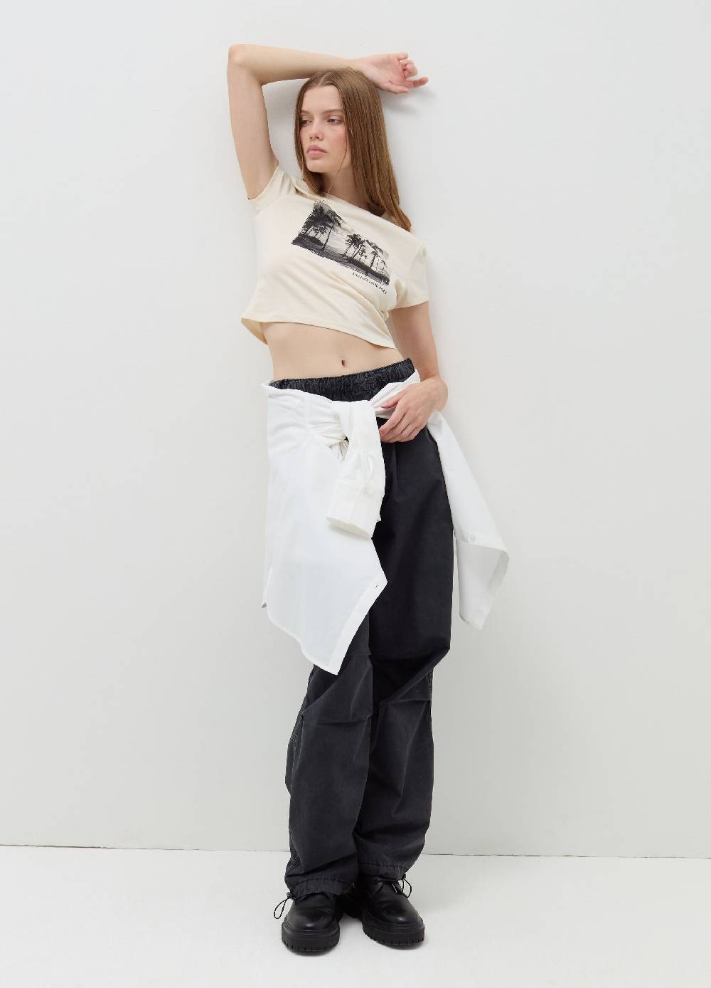 B. ANGEL T-shirt crop in cotone