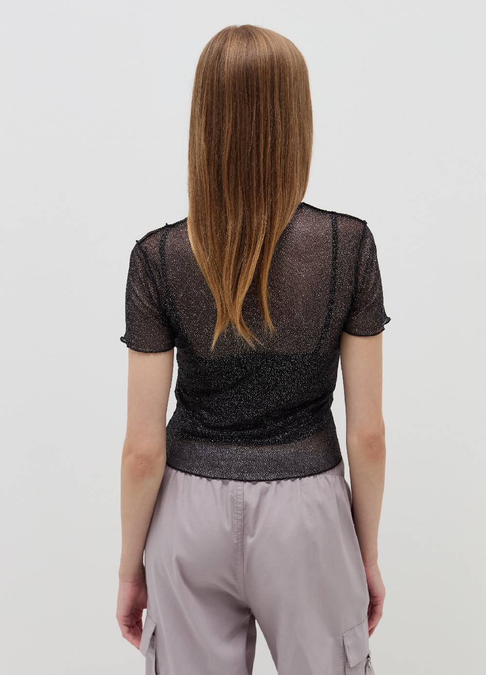 B. ANGEL T-shirt Crop In Mesh Con Profili Ondulati