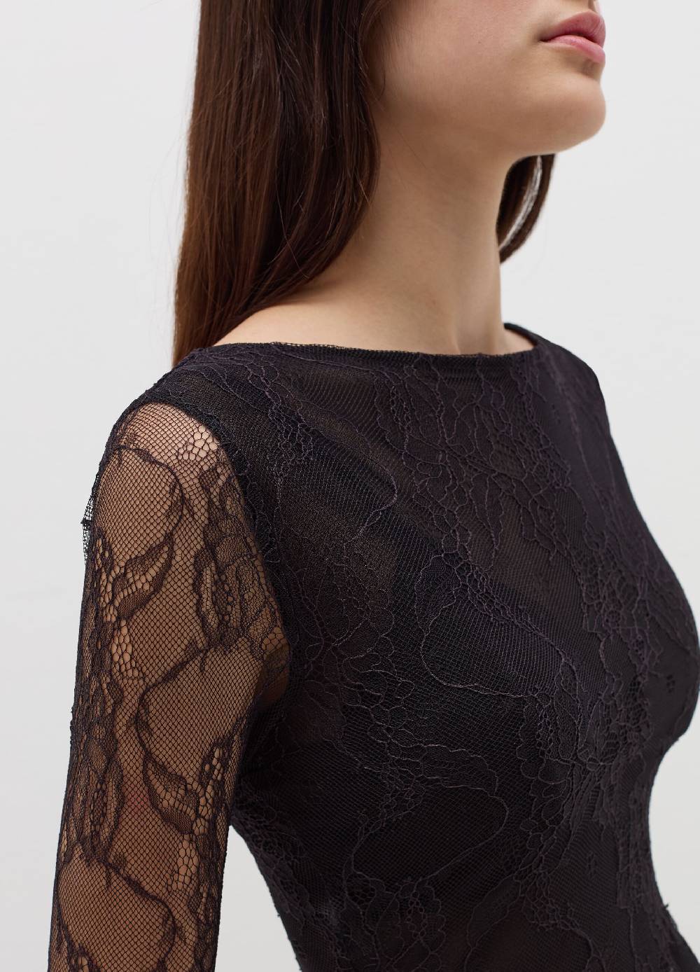 B. ANGEL T-shirt Crop In Pizzo Con Maniche Lunghe