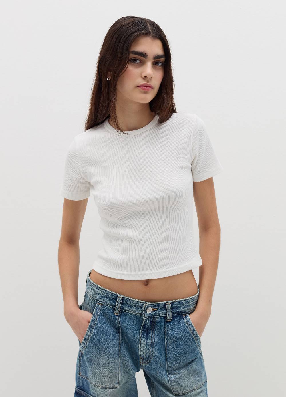 B. ANGEL T-shirt in cotone stretch a costine