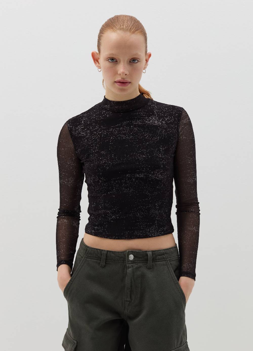 B. ANGEL T-shirt in mesh con glitters all-over