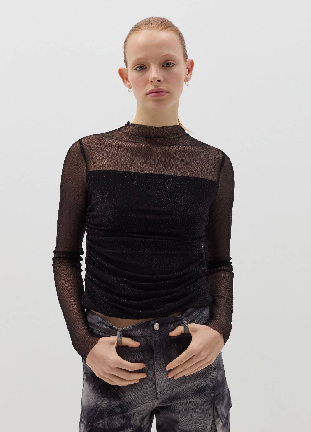 B. ANGEL T-shirt In Mesh Con Strass All-over