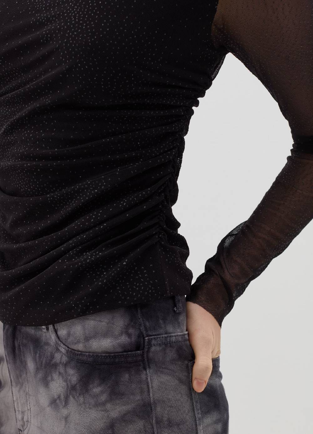 B. ANGEL T-shirt In Mesh Con Strass All-over