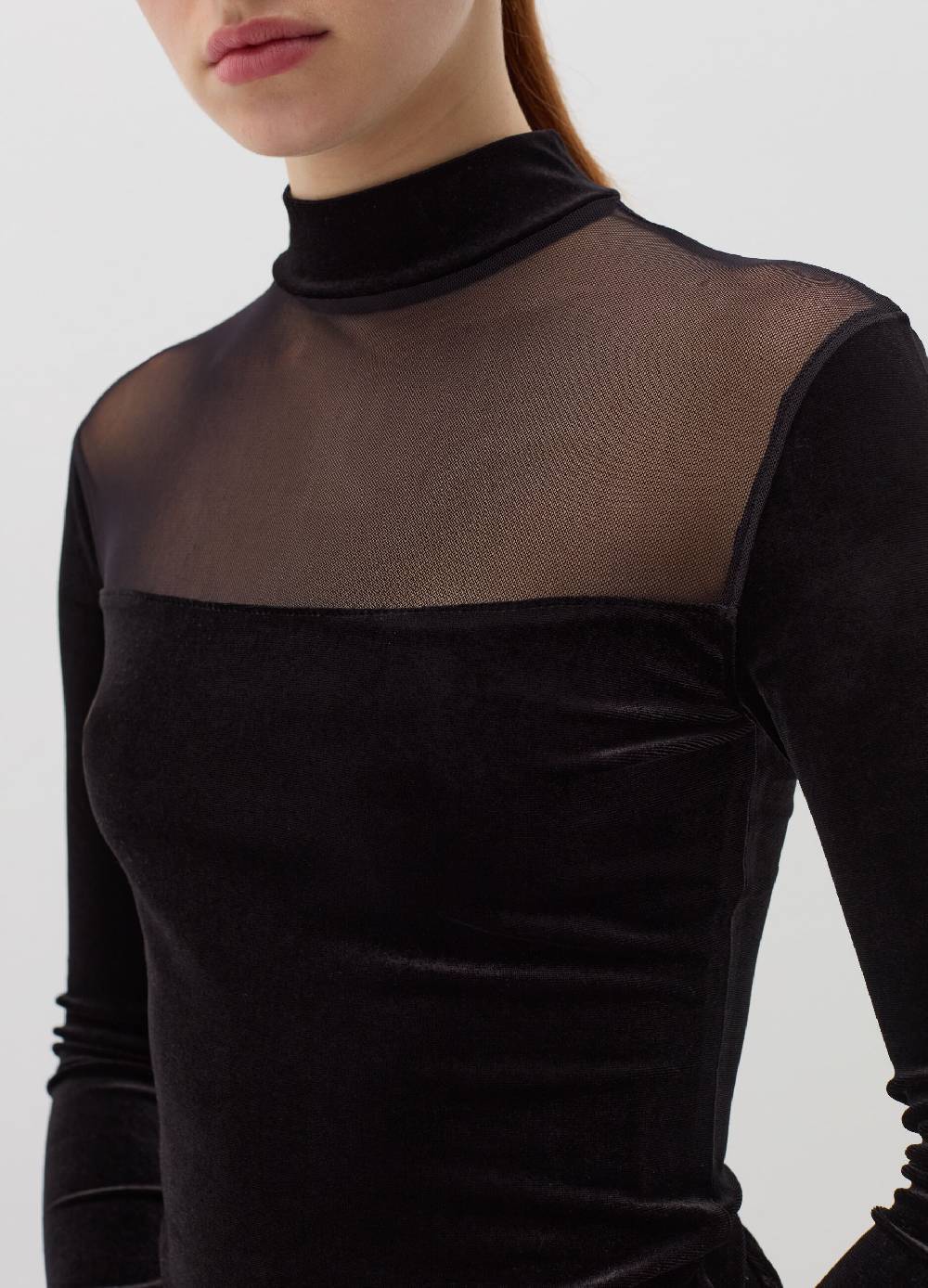 B. ANGEL T-shirt In Velluto Con Inserto In Mesh