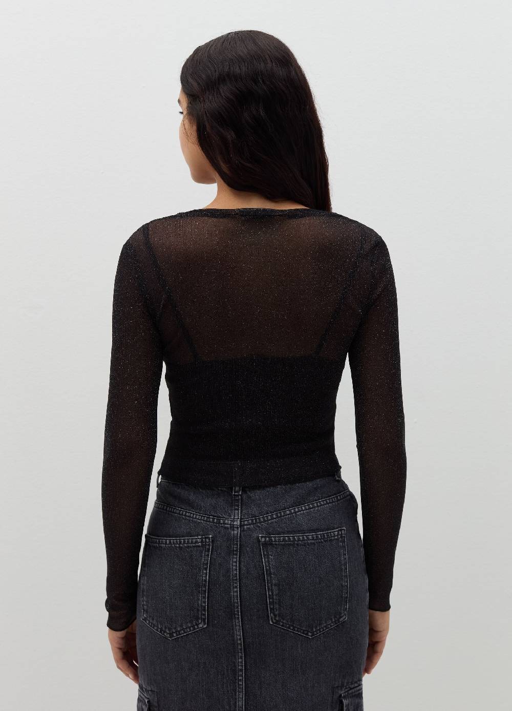 B. ANGEL T-shirt Maniche Lunghe In Mesh Con Lurex