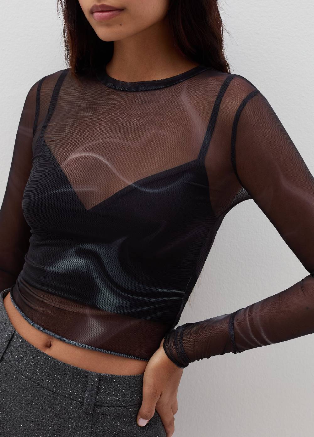 B. ANGEL T-shirt Maniche Lunghe In Mesh Con Lurex