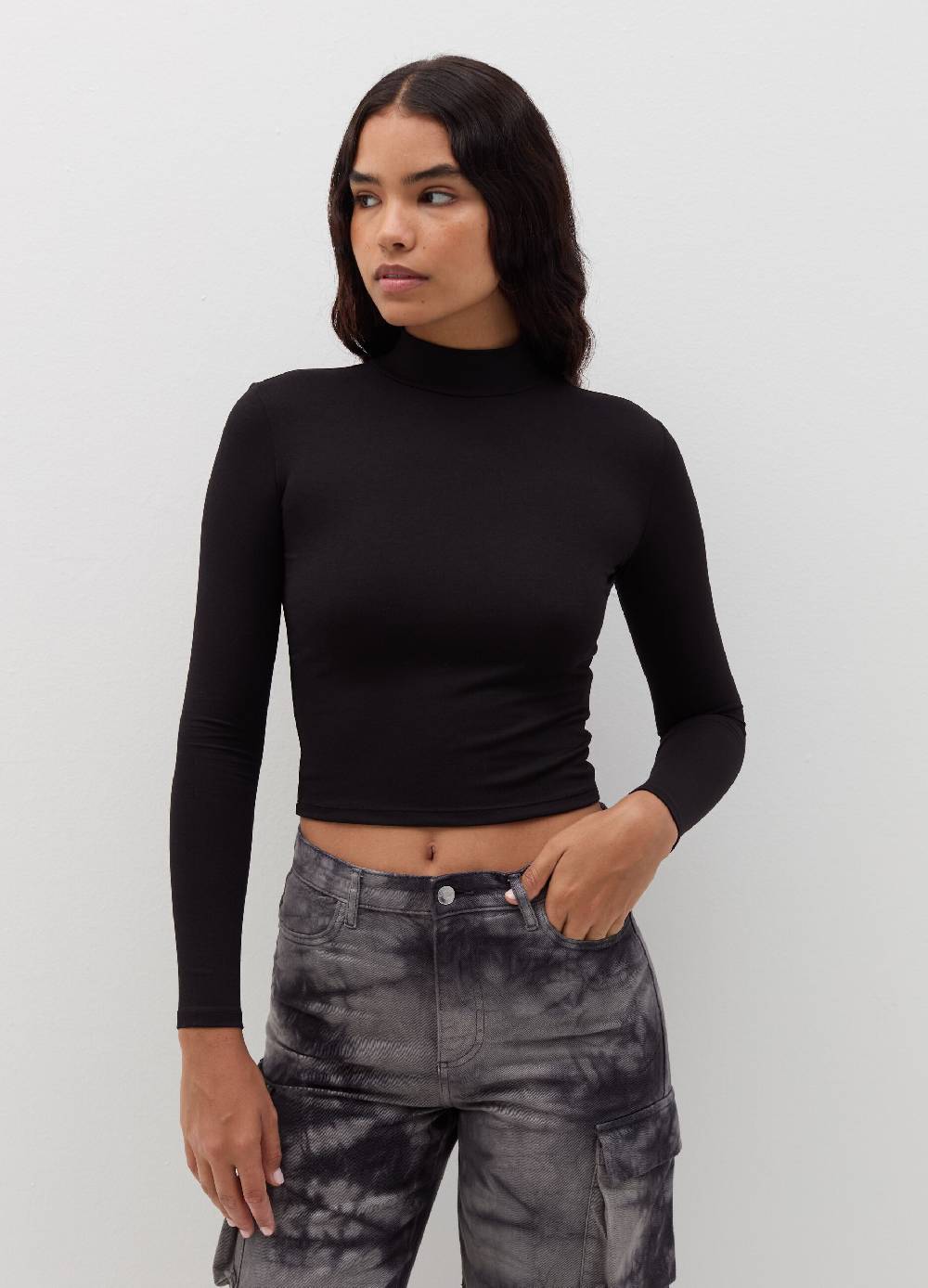 B. ANGEL T-shirt Mock Neck Con Maniche Lunghe