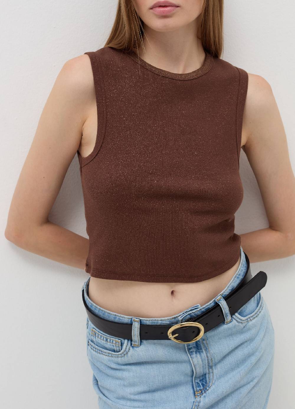 B. ANGEL Tank Top Crop A Costine Con Lurex