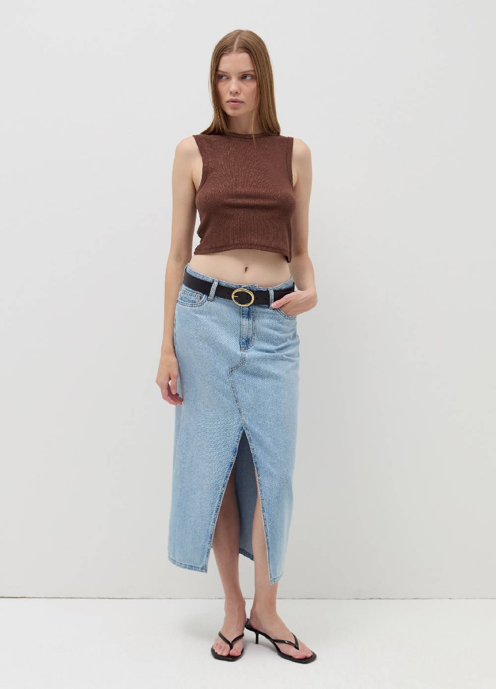 B. ANGEL Tank top crop a costine con lurex