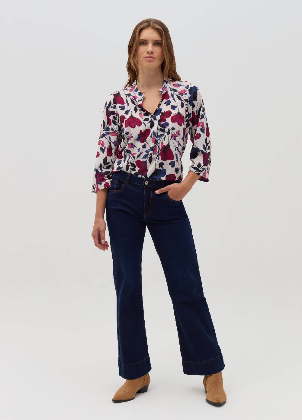 HYBRID Blusa con stampa floreale e maniche a tre quarti