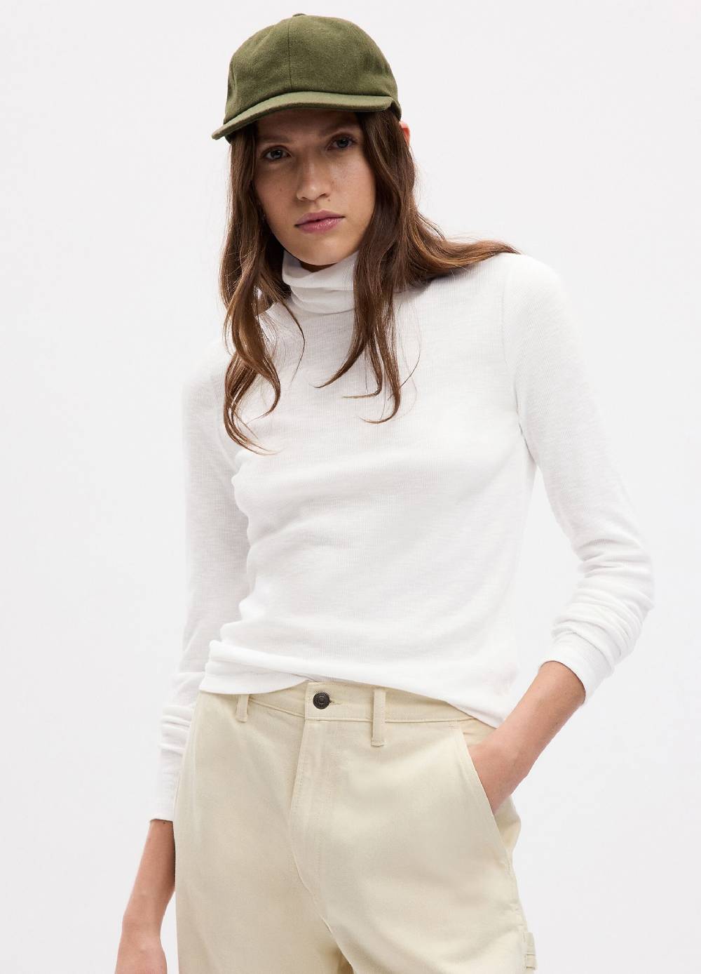 GAP T-shirt A Costine Sottili Con Collo Alto