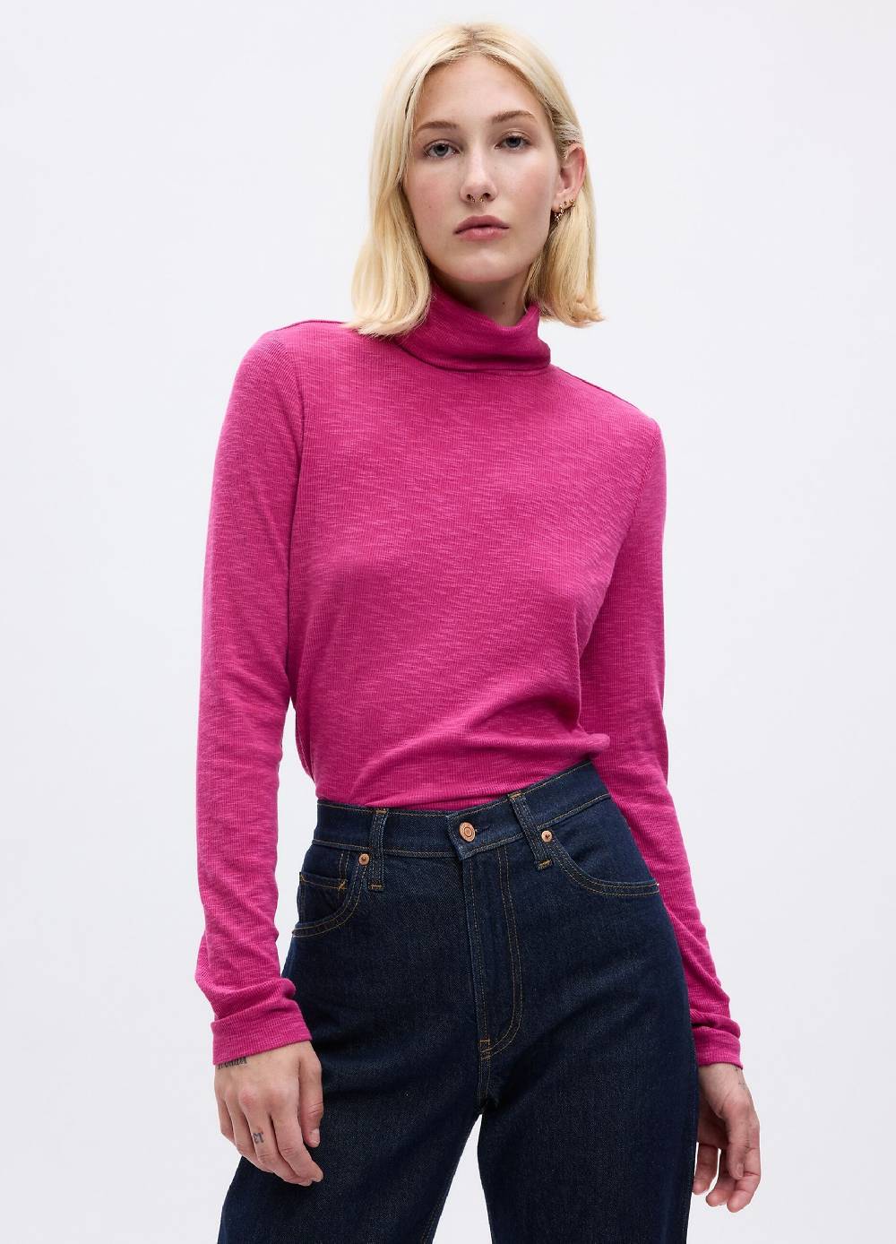 GAP T-shirt a costine sottili con collo alto